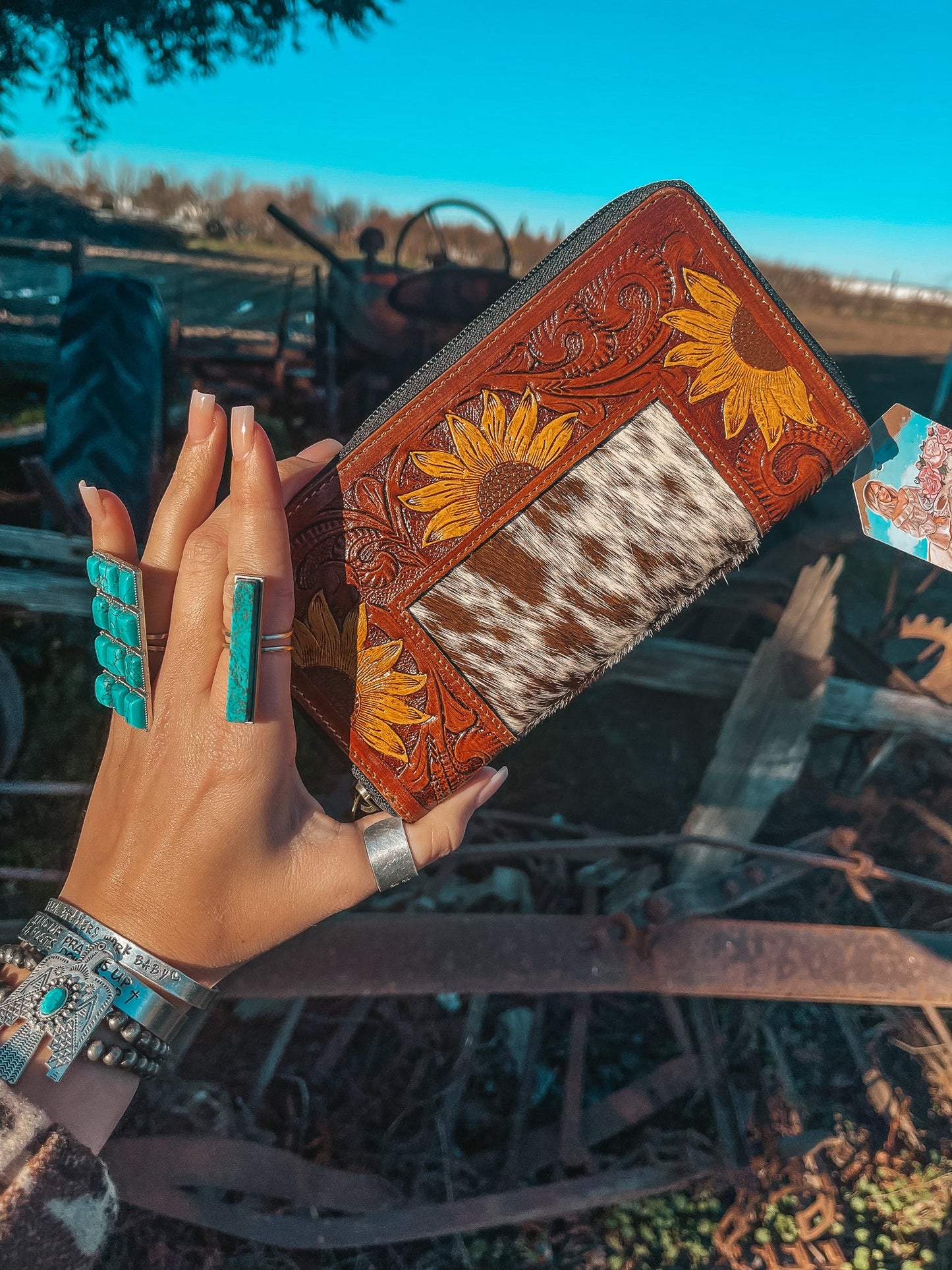 The Shania Sunflower Wallet a Haute Southern Hyde by Beth Marie Cowhide Wallet