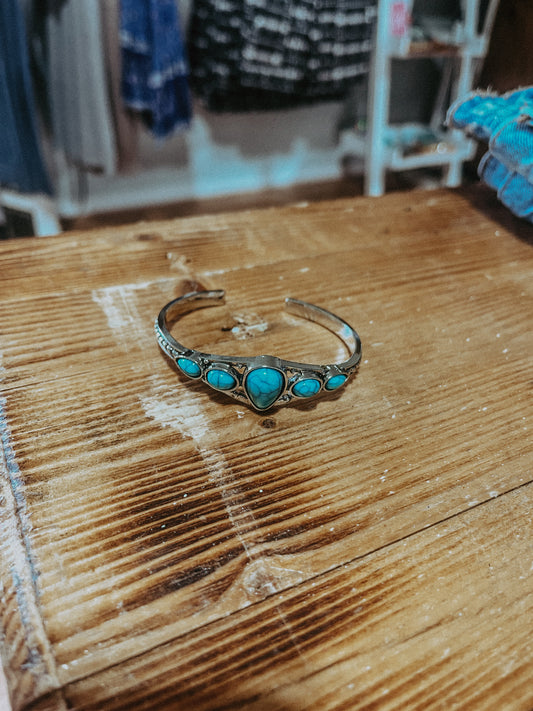 Oval Turquoise Stone Cuff Bracelet