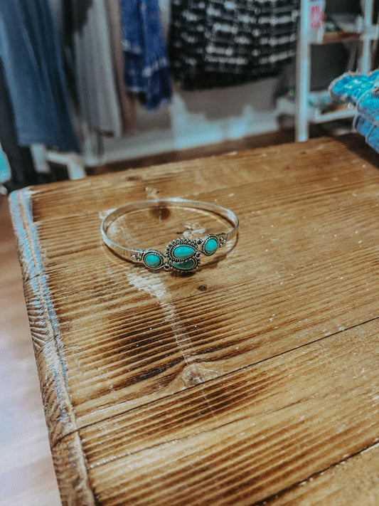 Crossed Turquoise Stone Cuff Bracelet