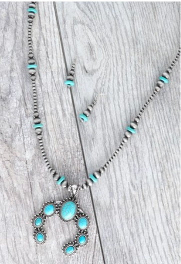 Navajo Pearl Squash Blossom Necklace Set