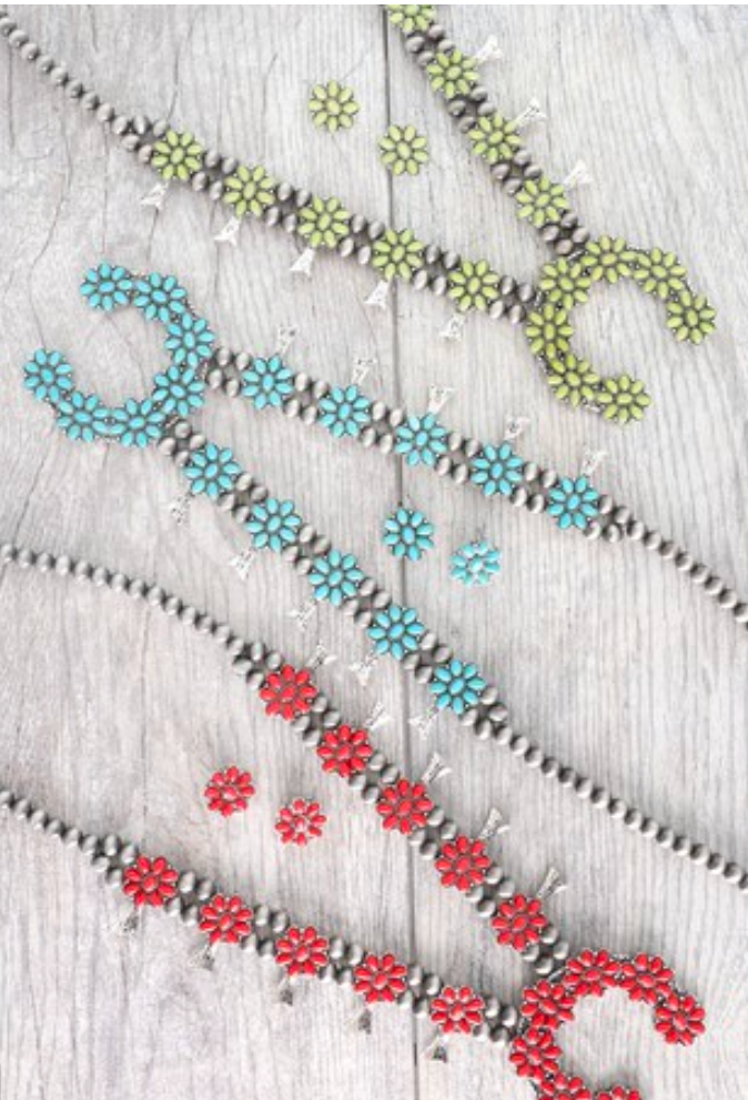 Navajo Pearl Squash Blossom Necklace Set