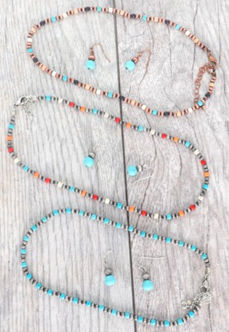Navajo Pearl & Turquoise Beaded Necklace Set