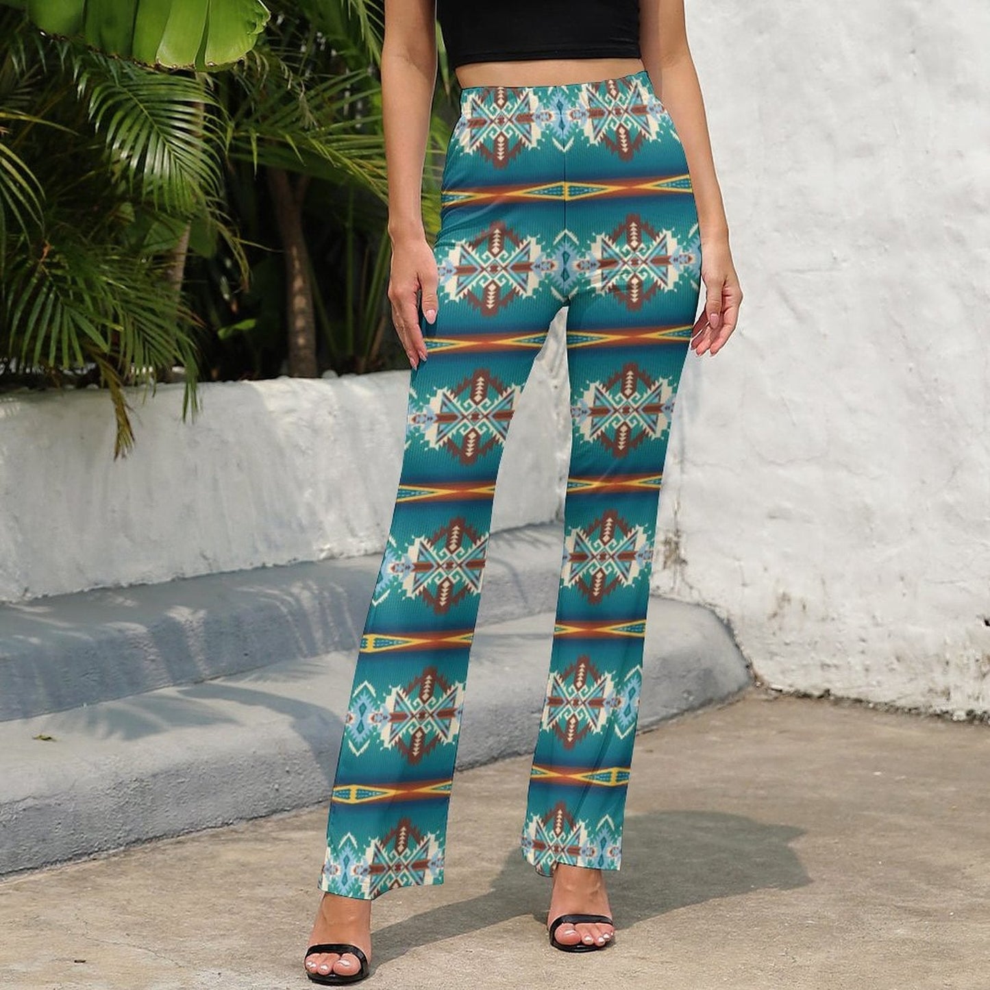 Teal Aztec Flare Pants