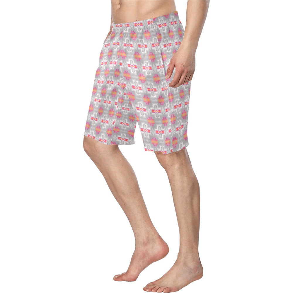 Pink fire Aztec Mens Swim Trunk Shorts