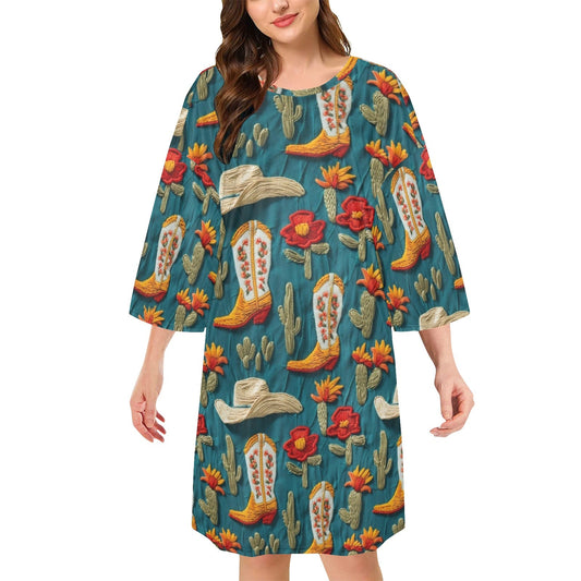 Boots Cactus Hats Oversized Sleep Shirt