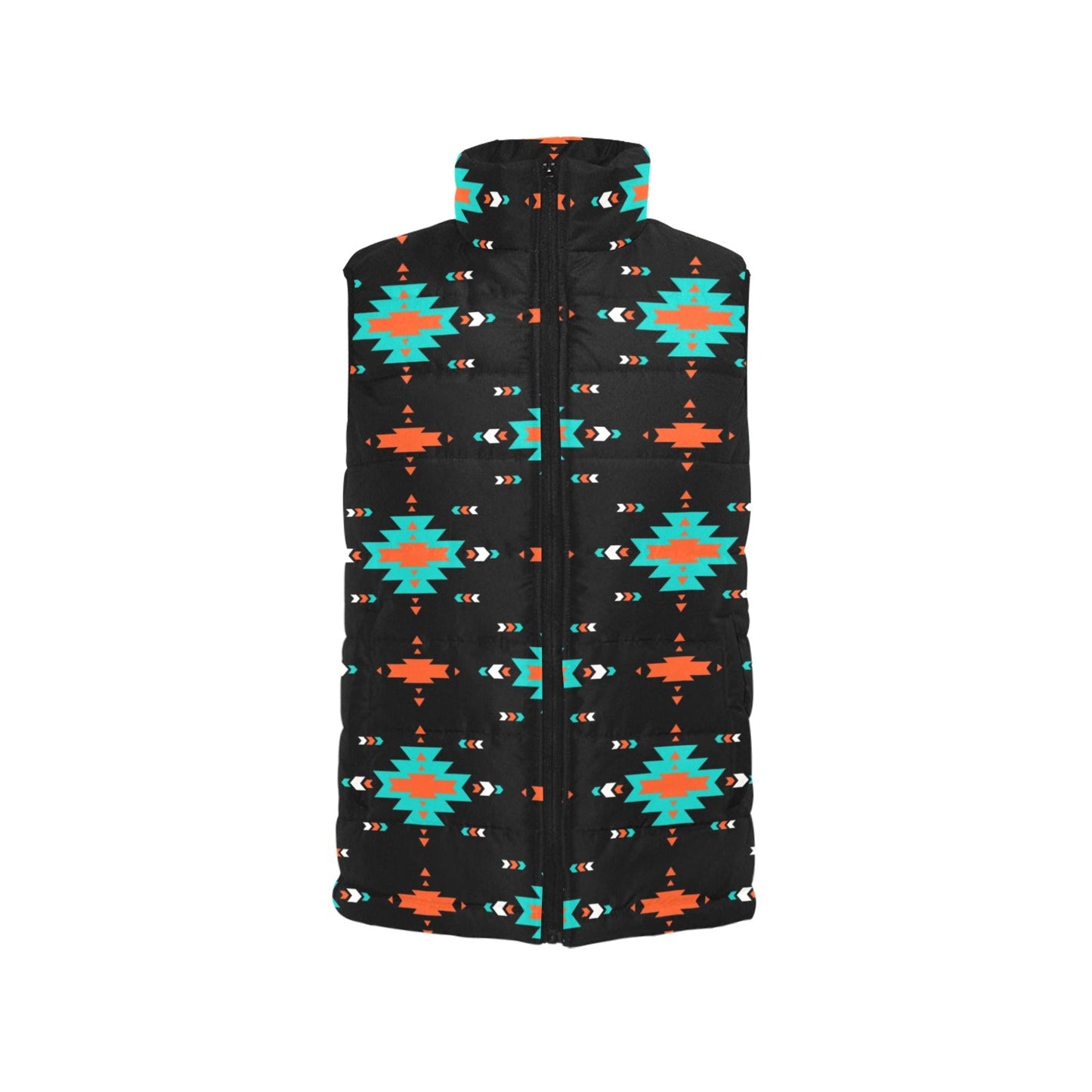 Turquoise Orange Aztec Women's Western Puffy Vest