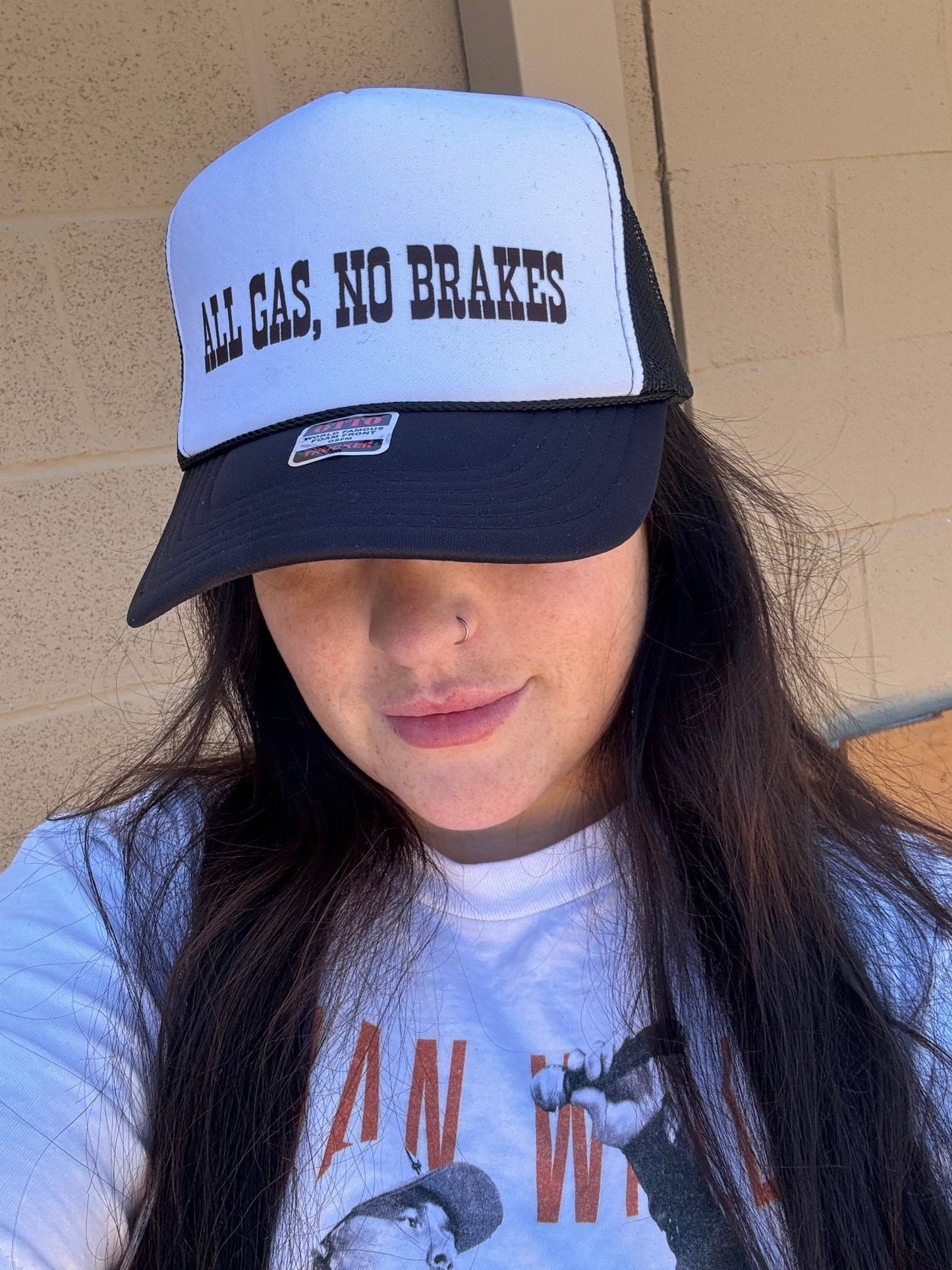 All Gas, No Brakes Trucker HatBlack & WhiteOS