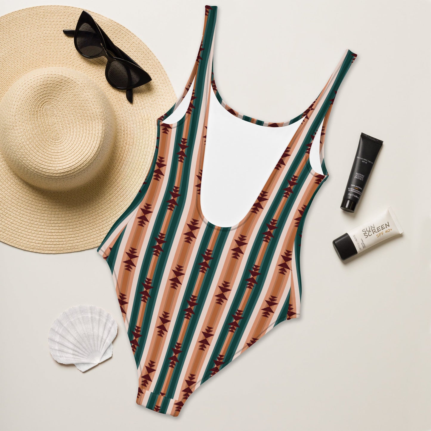 Yeehaw Cocoa Aztec One-Piece Swimsuit