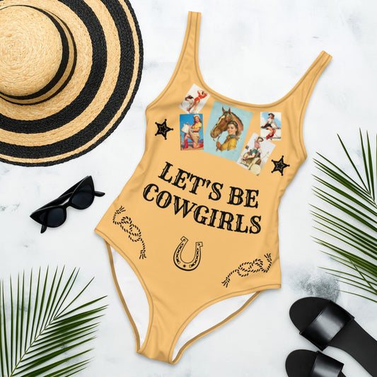 Yeehaw Let's Be Cowgirls One Piece Swim Suit