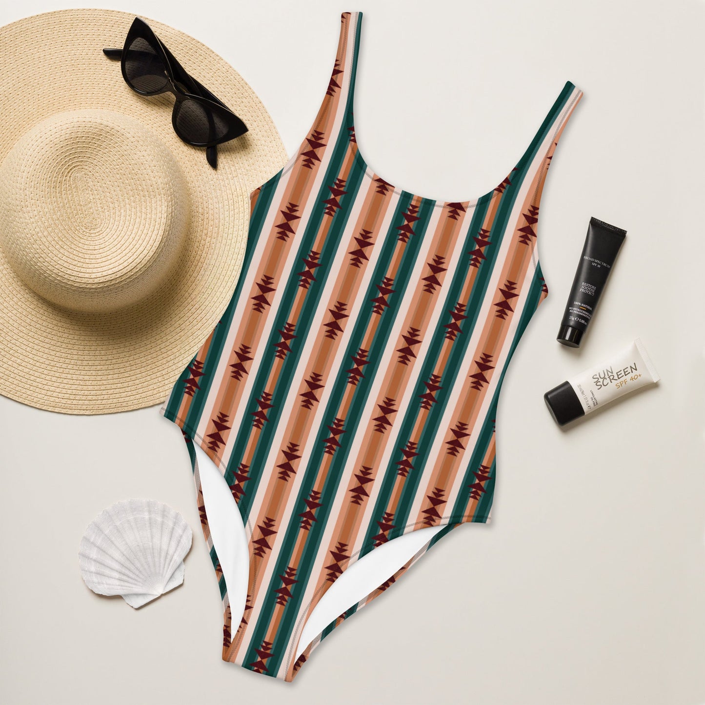 Yeehaw Cocoa Aztec One-Piece Swimsuit