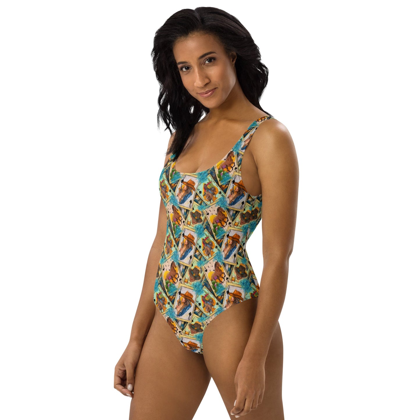 Yeehaw Feelin' Lucky Cowgirl One-Piece Swimsuit