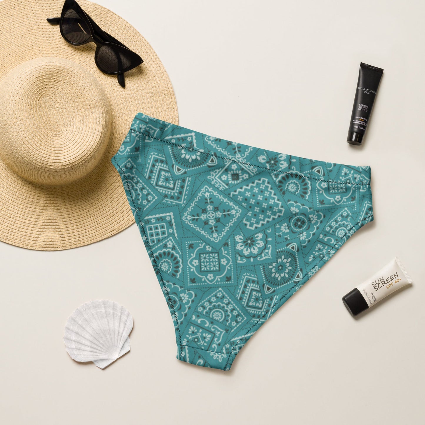 Turquoise Bandana Print Bikini Bottom