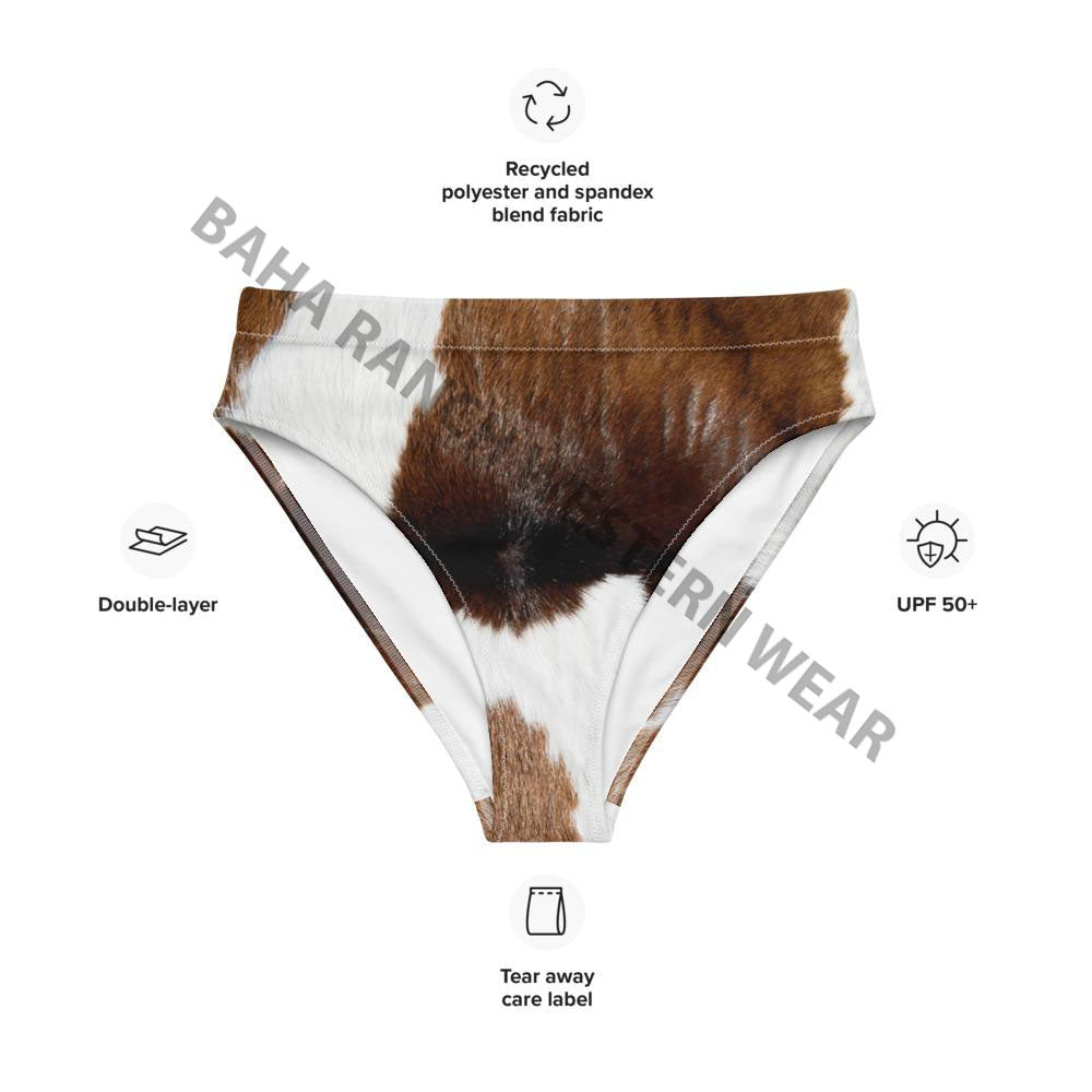 Yeehaw Brown Cow Print Bikini Bottom