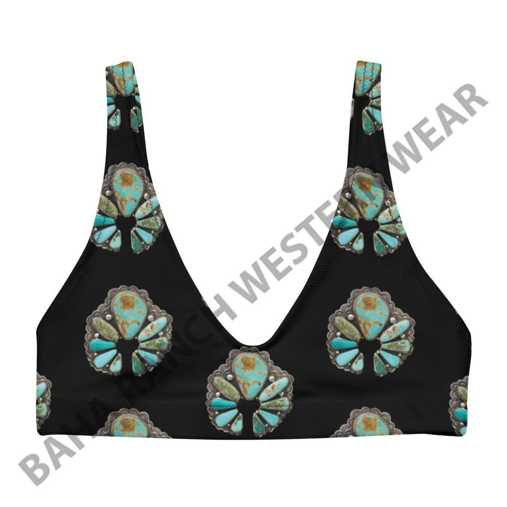 Yeehaw Black Turquoise Naja Bikini Top