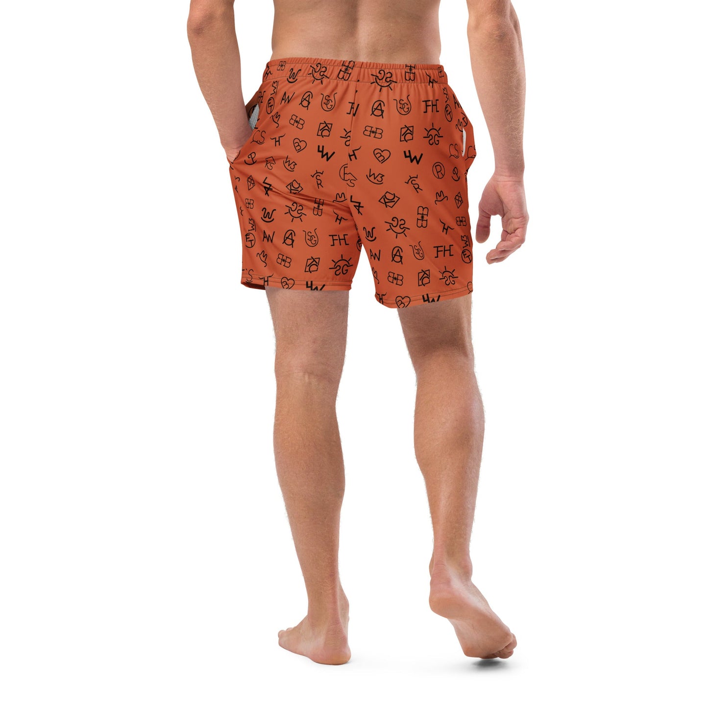 Yeehaw Brown Cattle Brands Men's Swim Trunks