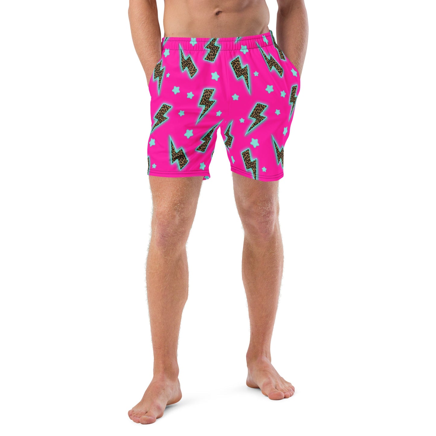 Yeehaw Leopard Lightning Men's Swim Trunks