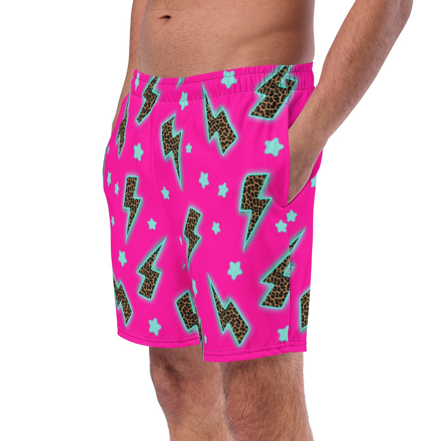 Yeehaw Leopard Lightning Men's Swim Trunks