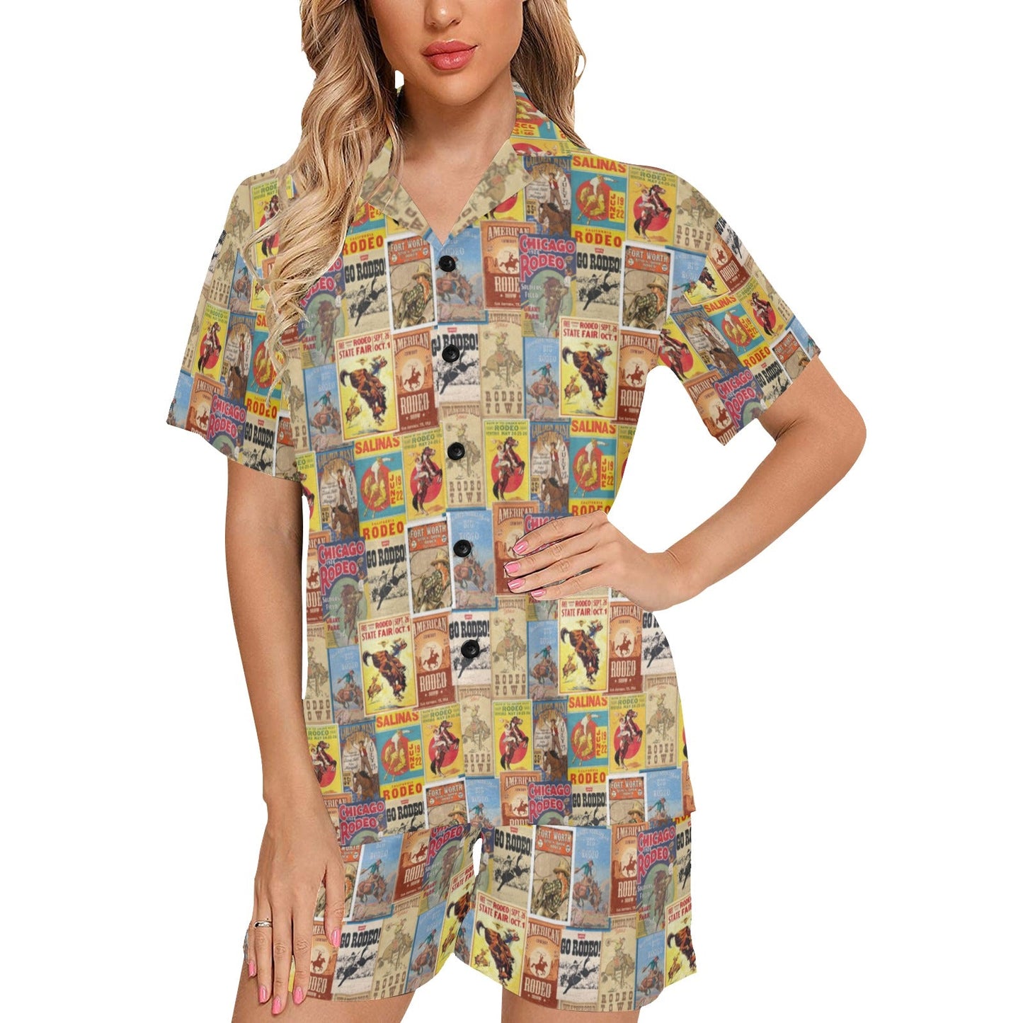 Vintage Rodeo Poster Women's Western Pajama Set