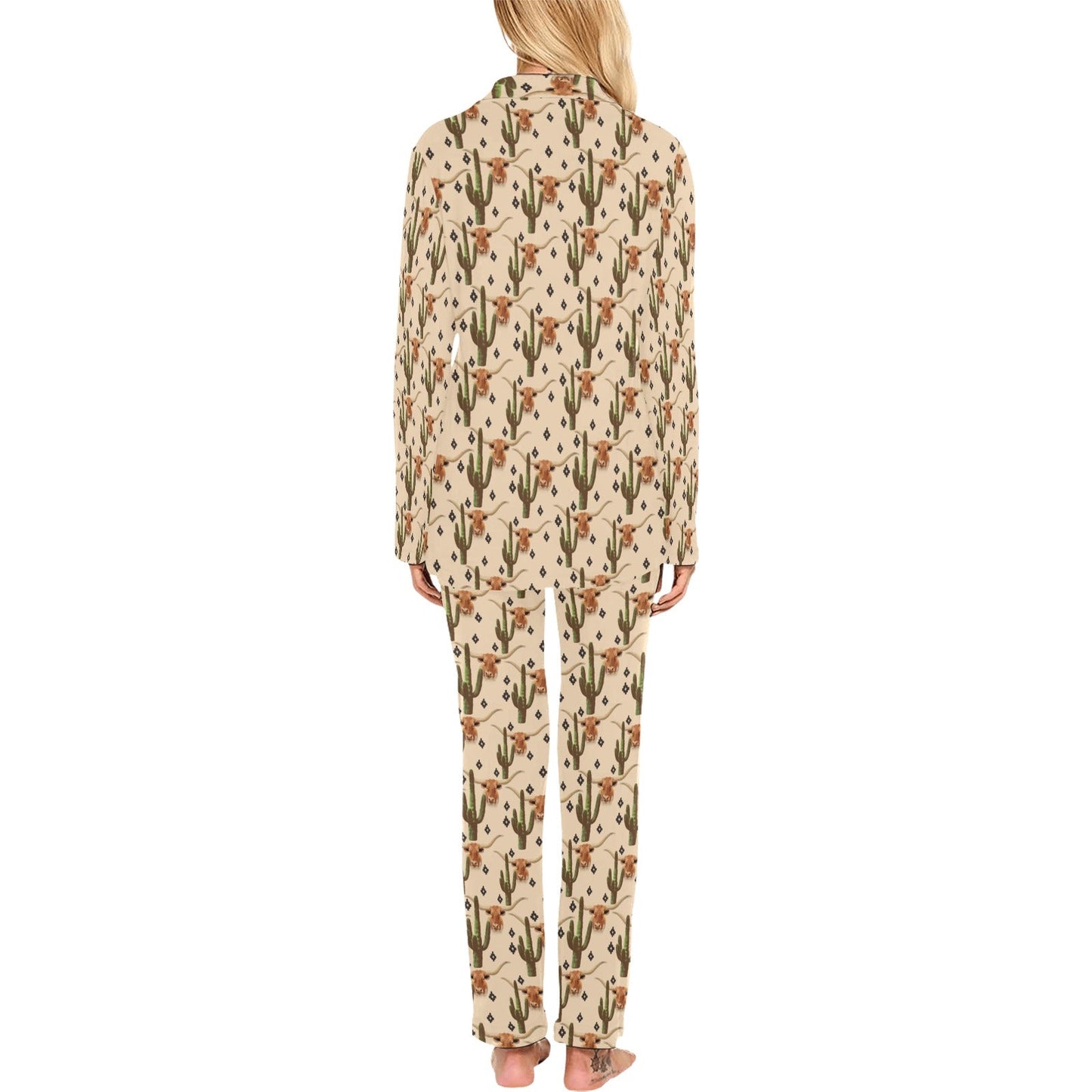 Longhorn Cactus Women's Western Pajama Set