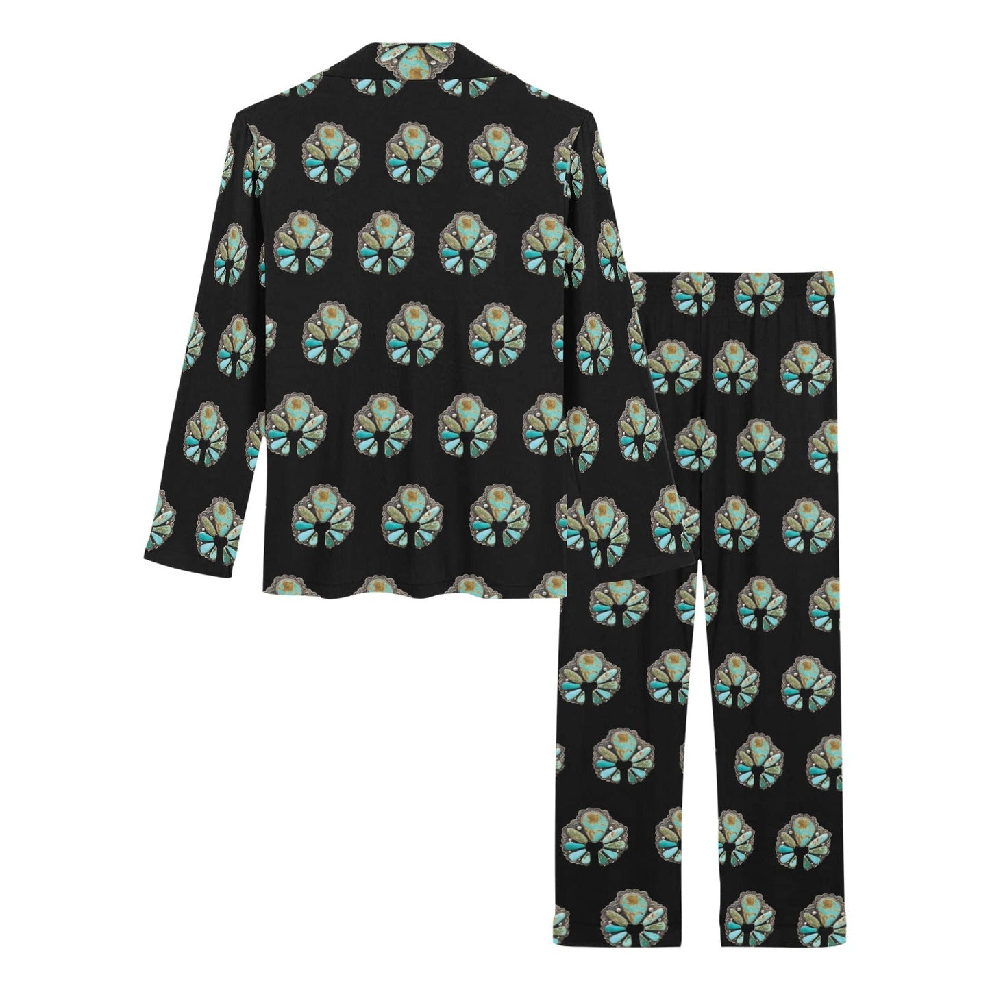 Turquoise Naja Women's Western Long Pajama Set