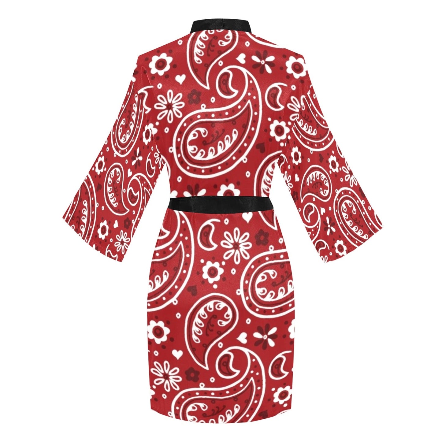 Red Bandana Women's Lounge Kimono Robe