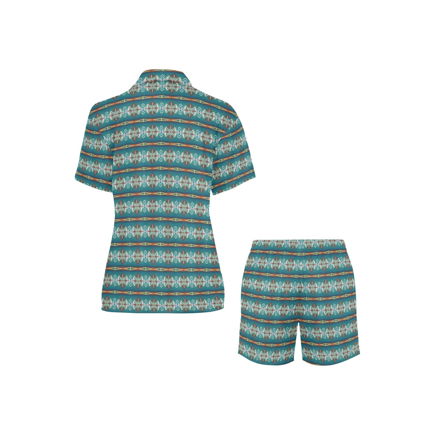 Teal Aztec Women's Western Pajama Set