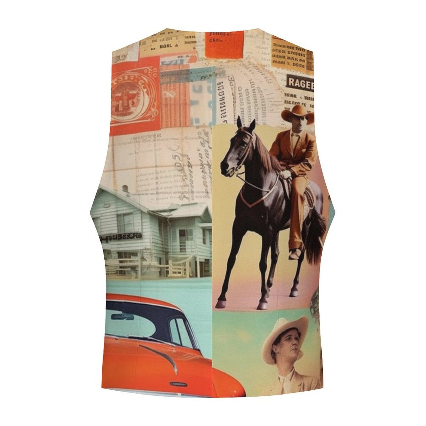 Vintage Western Collage Men's Vest