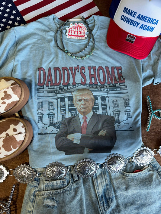 Blue Daddys Home Trump Graphic TeeStonewash DenimS