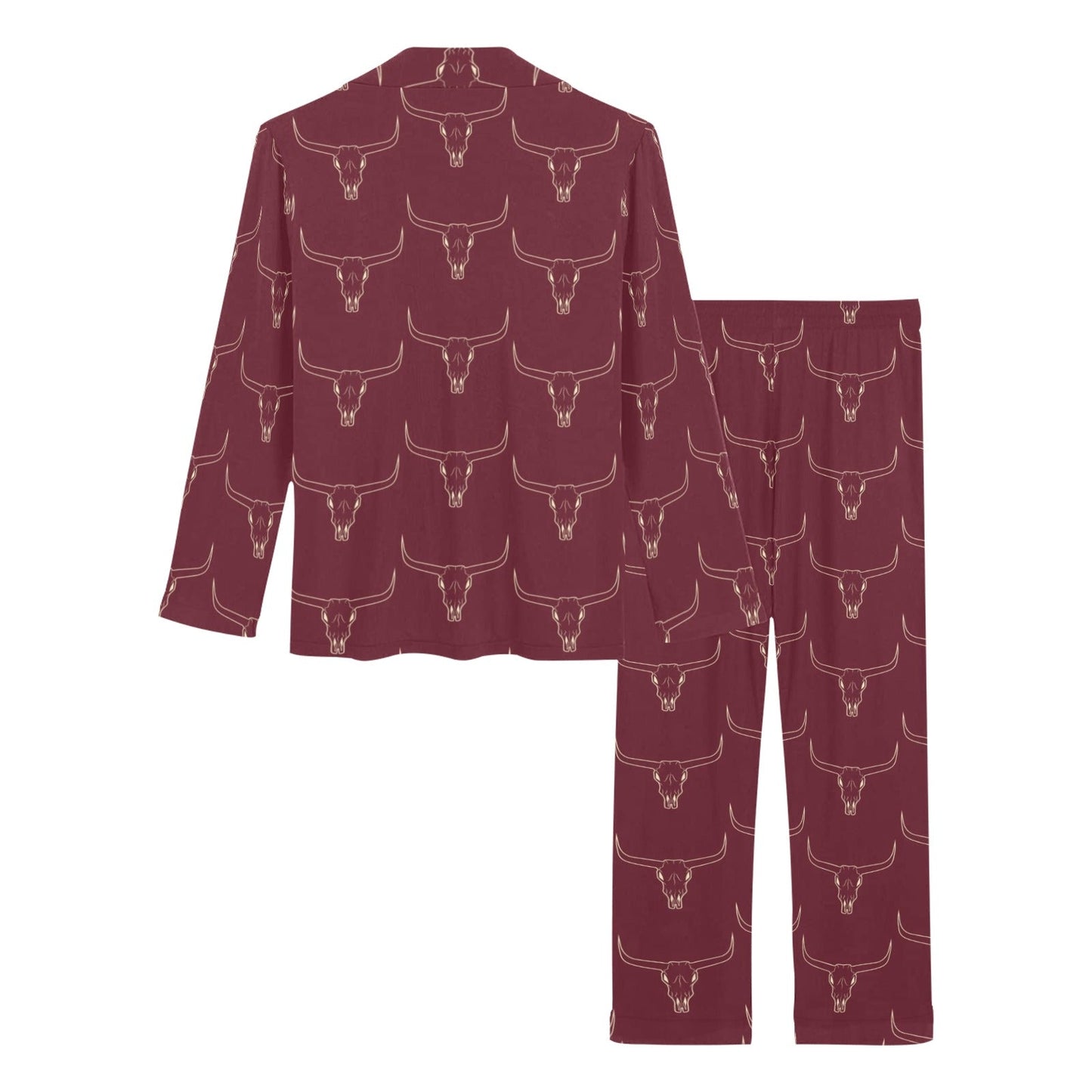 Burgandy Longhorn Women's Western Pajama Set