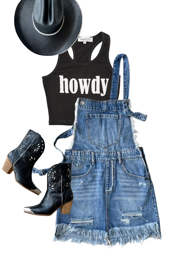 Howdy Fitted Cropped Rodeo Tank Top