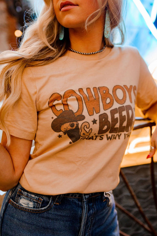 Cowboys & Beer Western Graphic TeePeachS