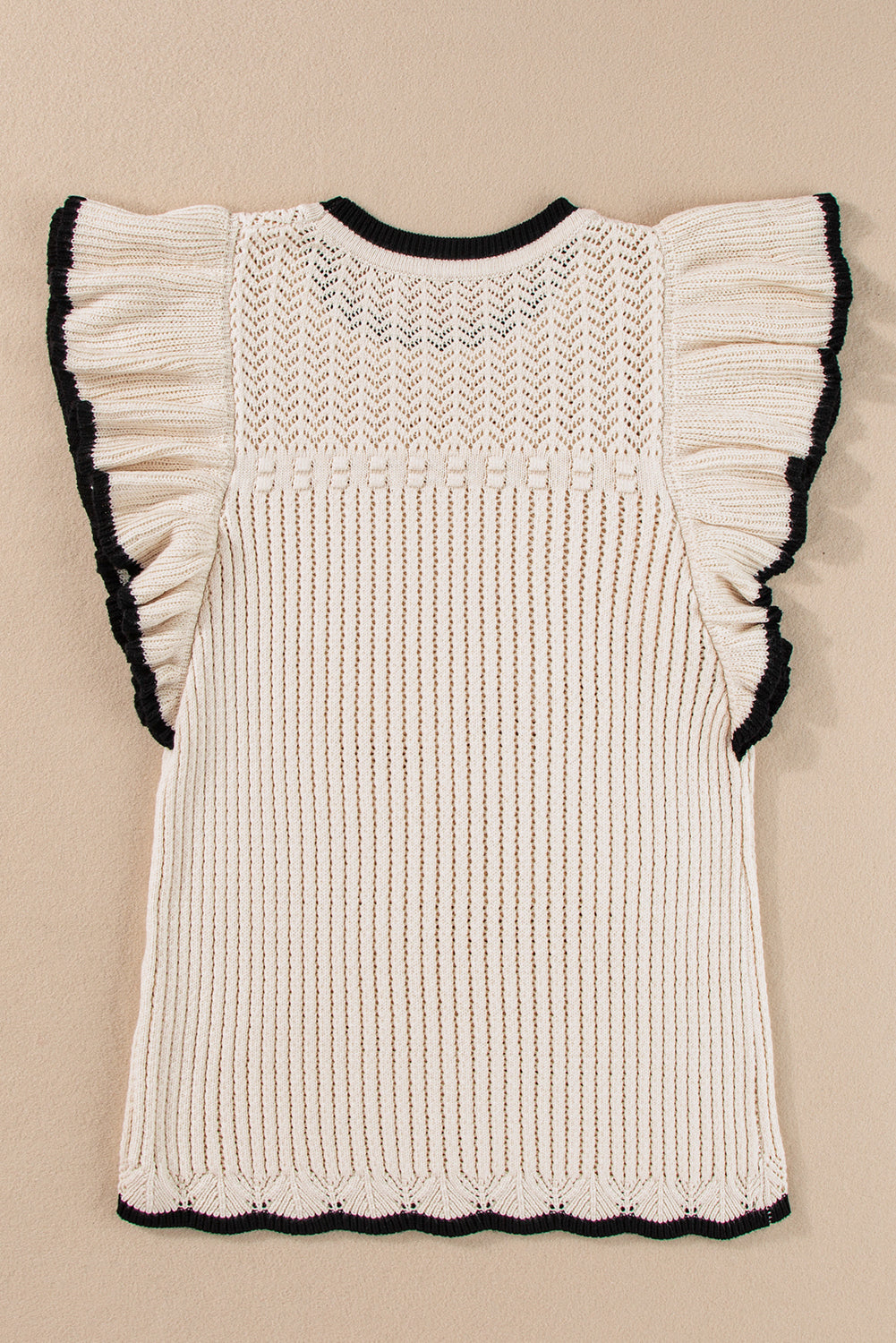 White Crochet Eyelet Flounce Tank Top