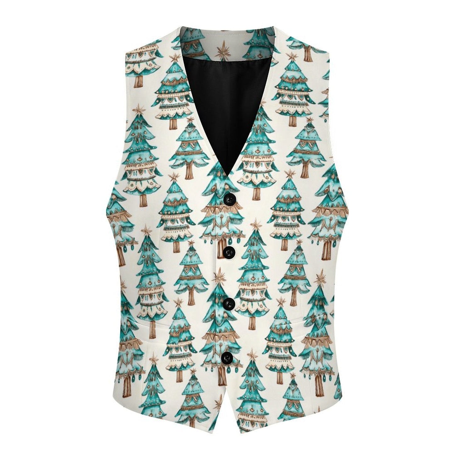 Turquoise Christmas Trees Men's Western Vest