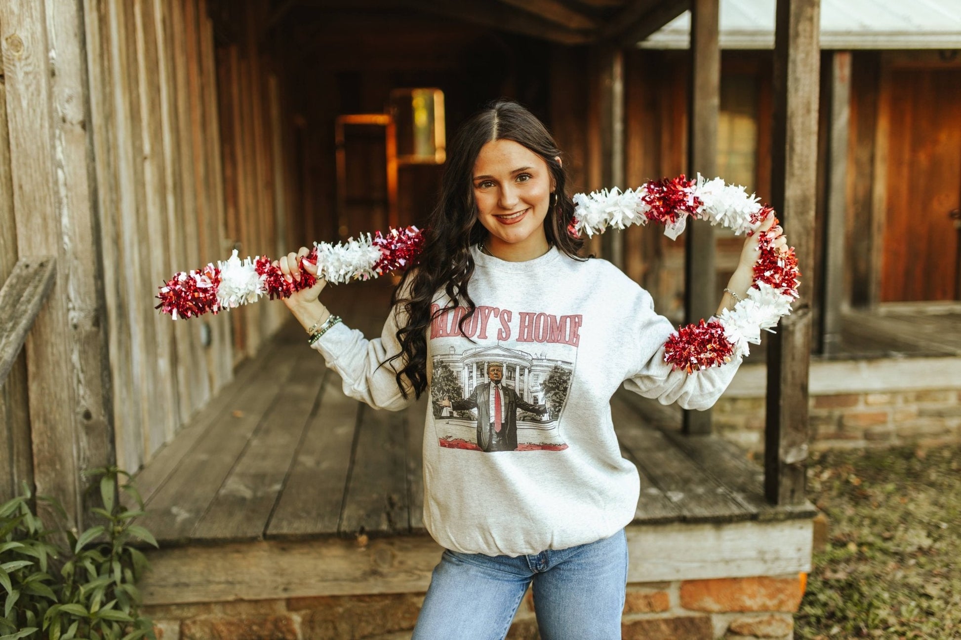 Daddys Home Trump Graphic SweatshirtOatmealS