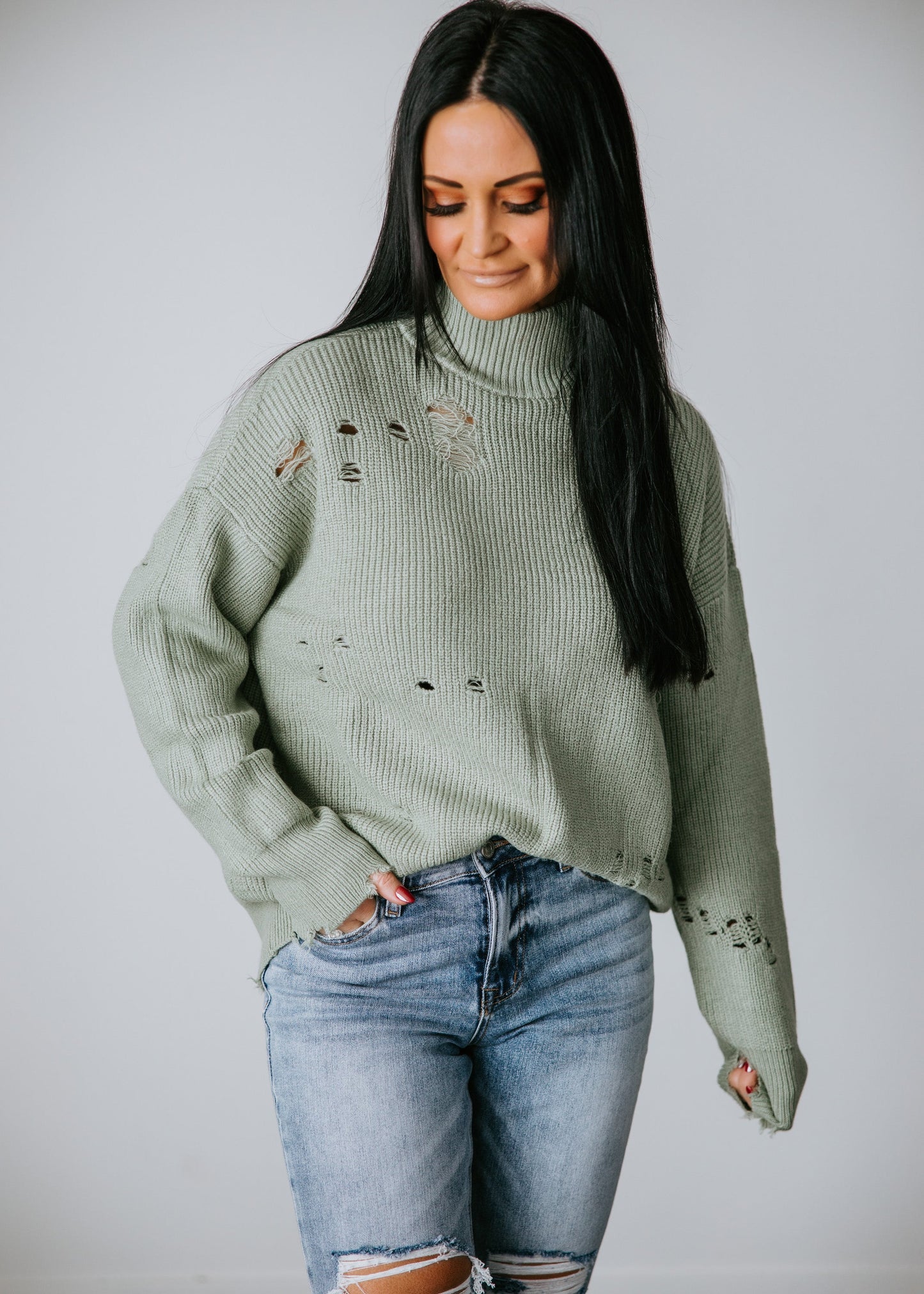 Ettie Distressed Sweater by Lily and Lottie