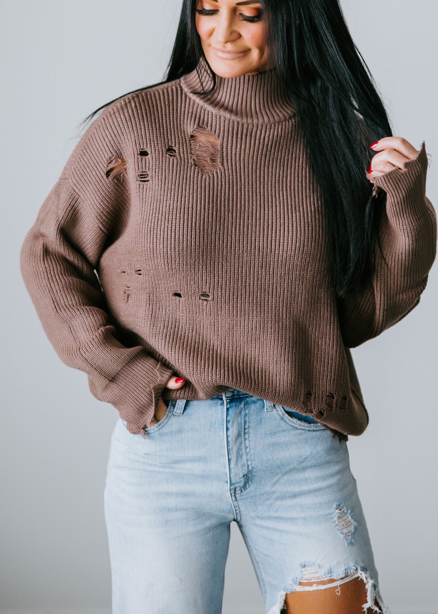 Ettie Distressed Sweater by Lily and Lottie