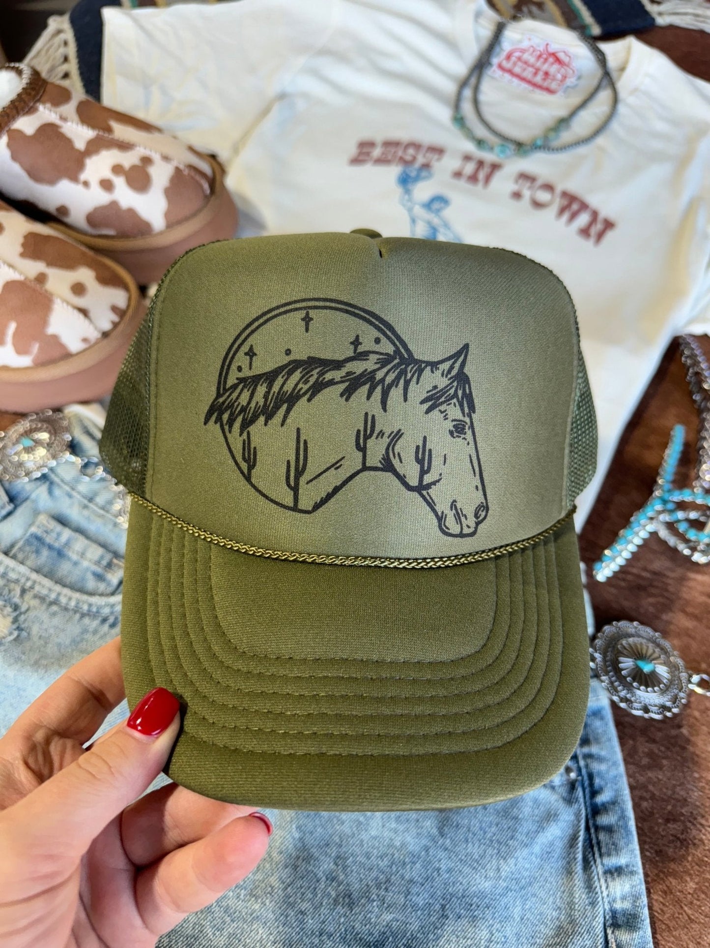 Desert Horse Trucker HatOlive