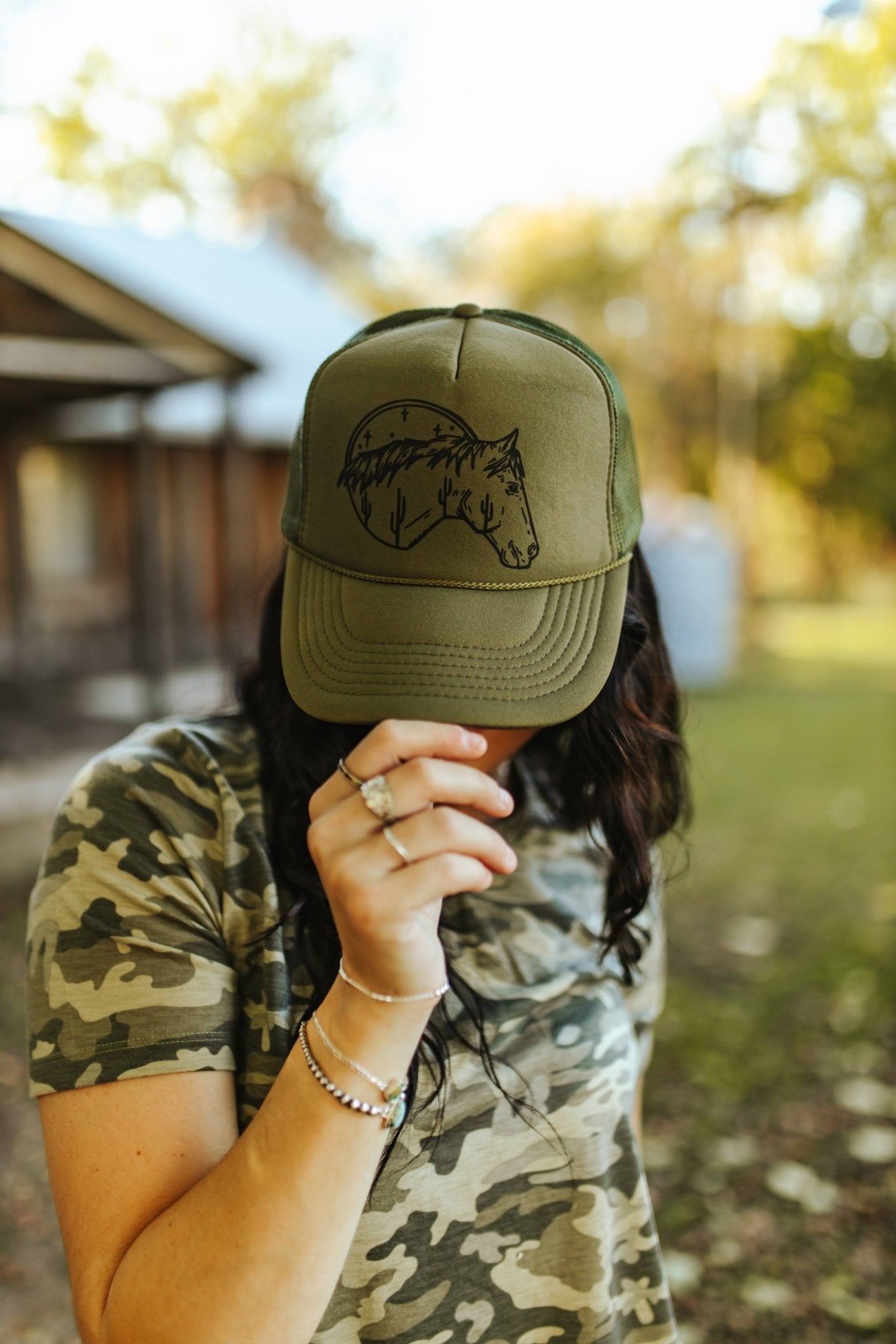 Desert Horse Trucker HatOlive