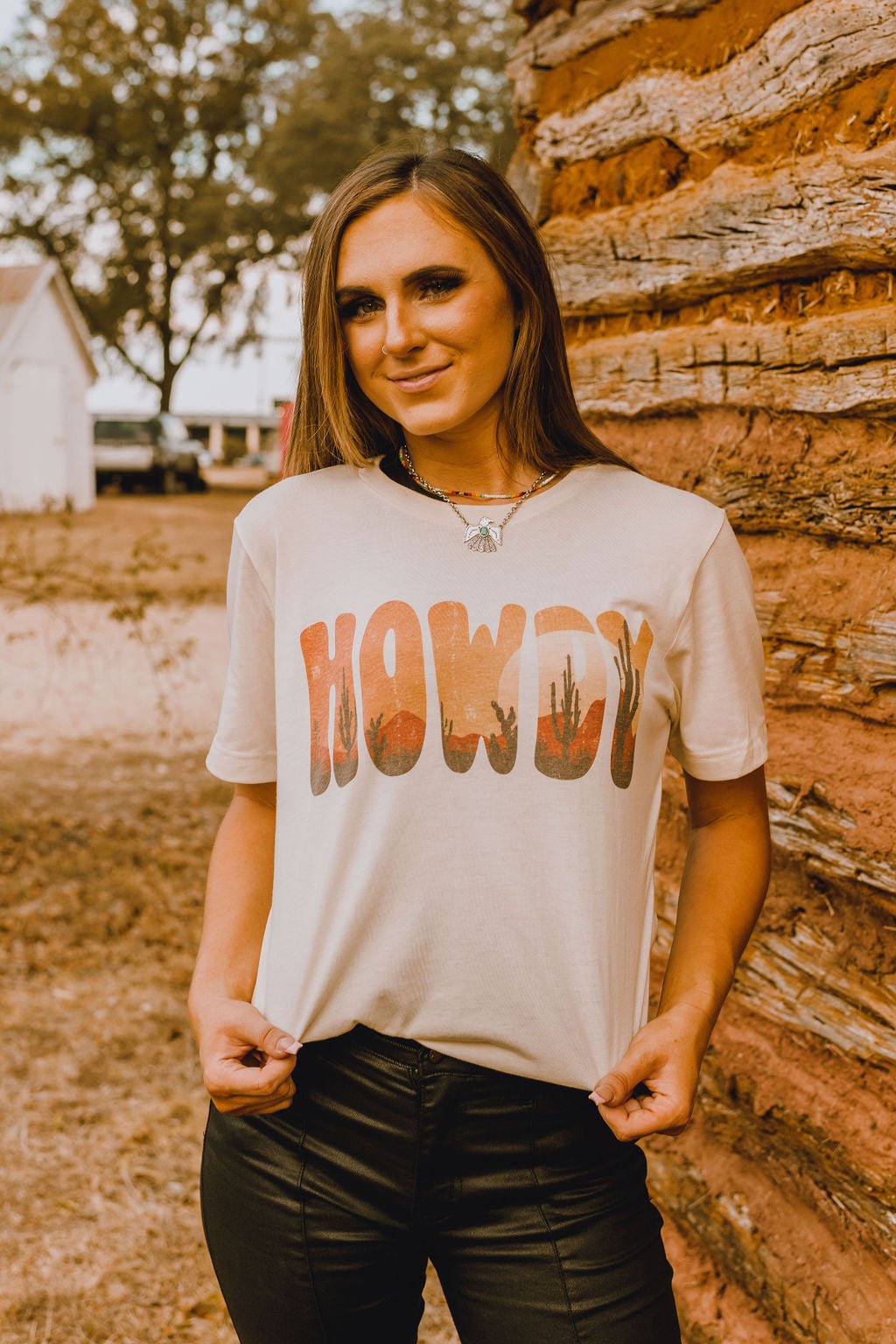 Desert Howdy Sunset Western Graphic TeeCreamS