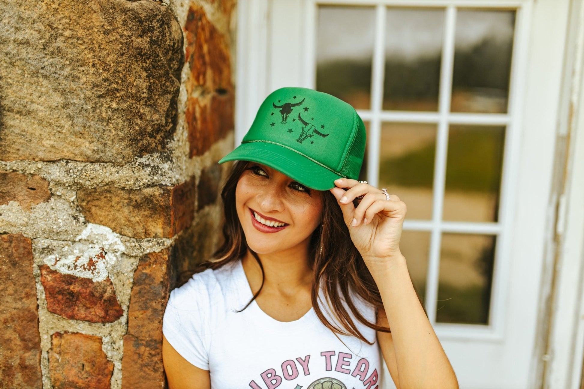 Double Trouble Steer Skulls Trucker HatGreenOS