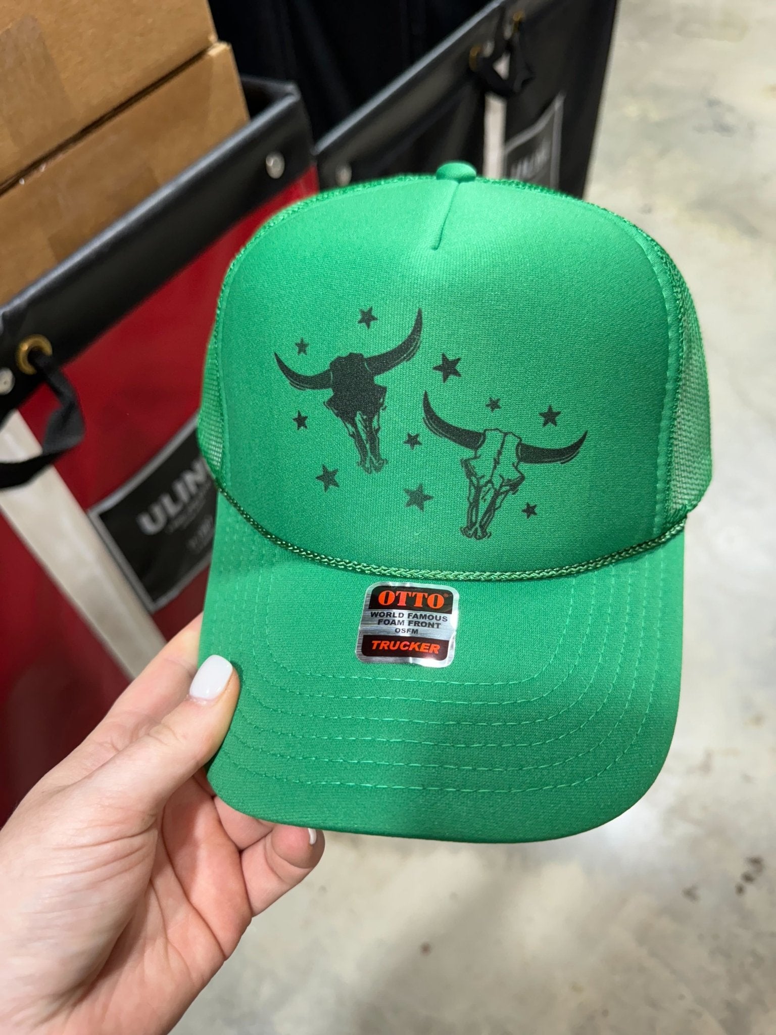 Double Trouble Steer Skulls Trucker HatGreenOS