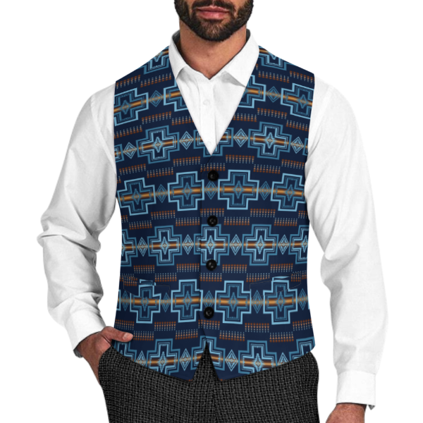 Navy Aztec Men's Western Vest