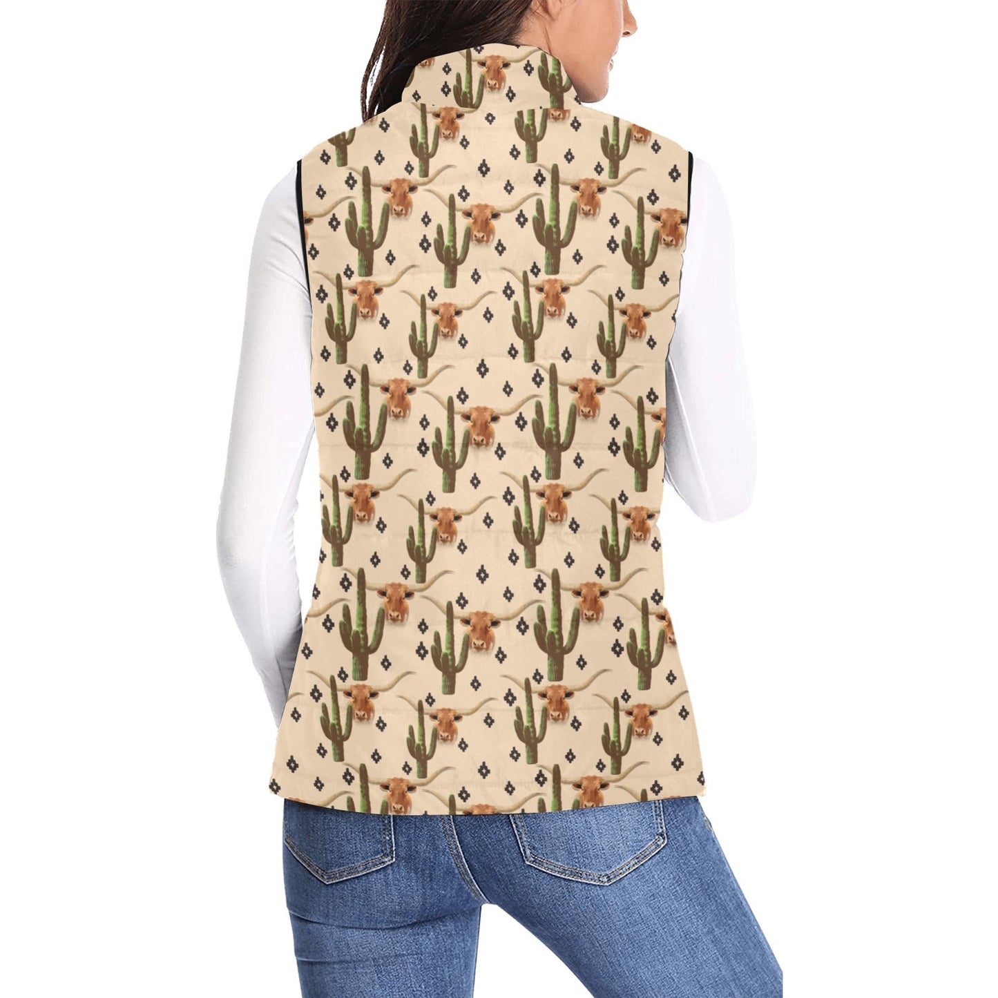 Longhorn Cactus Women's Western Puffy Vest