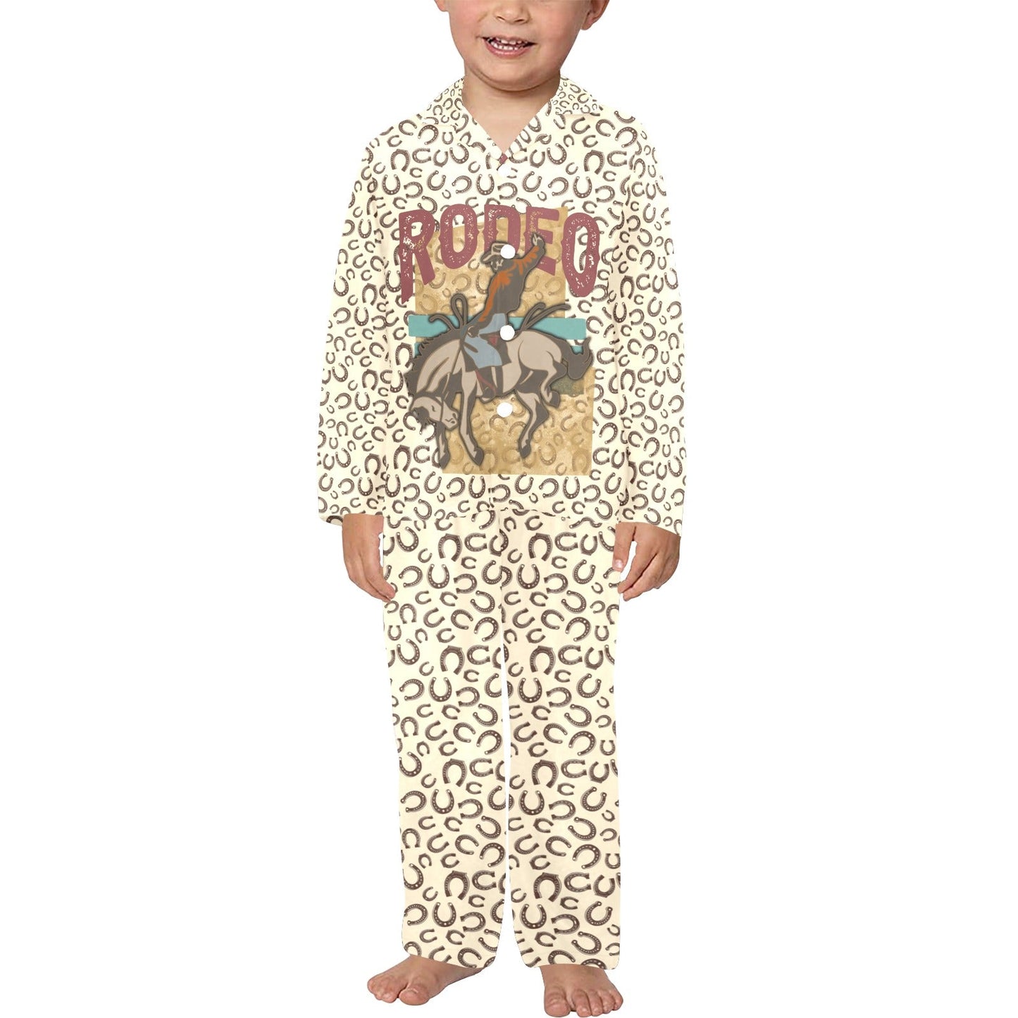 Vintage Rodeo Bronc Boy's Western Pajama Set