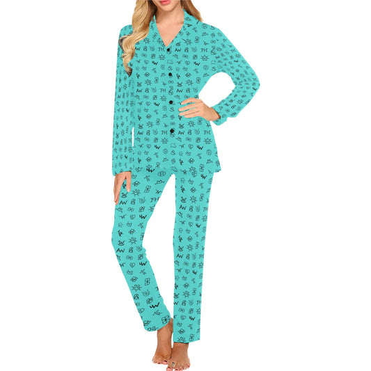 Turquoise Cattle Brands Women's Western Pajama Set