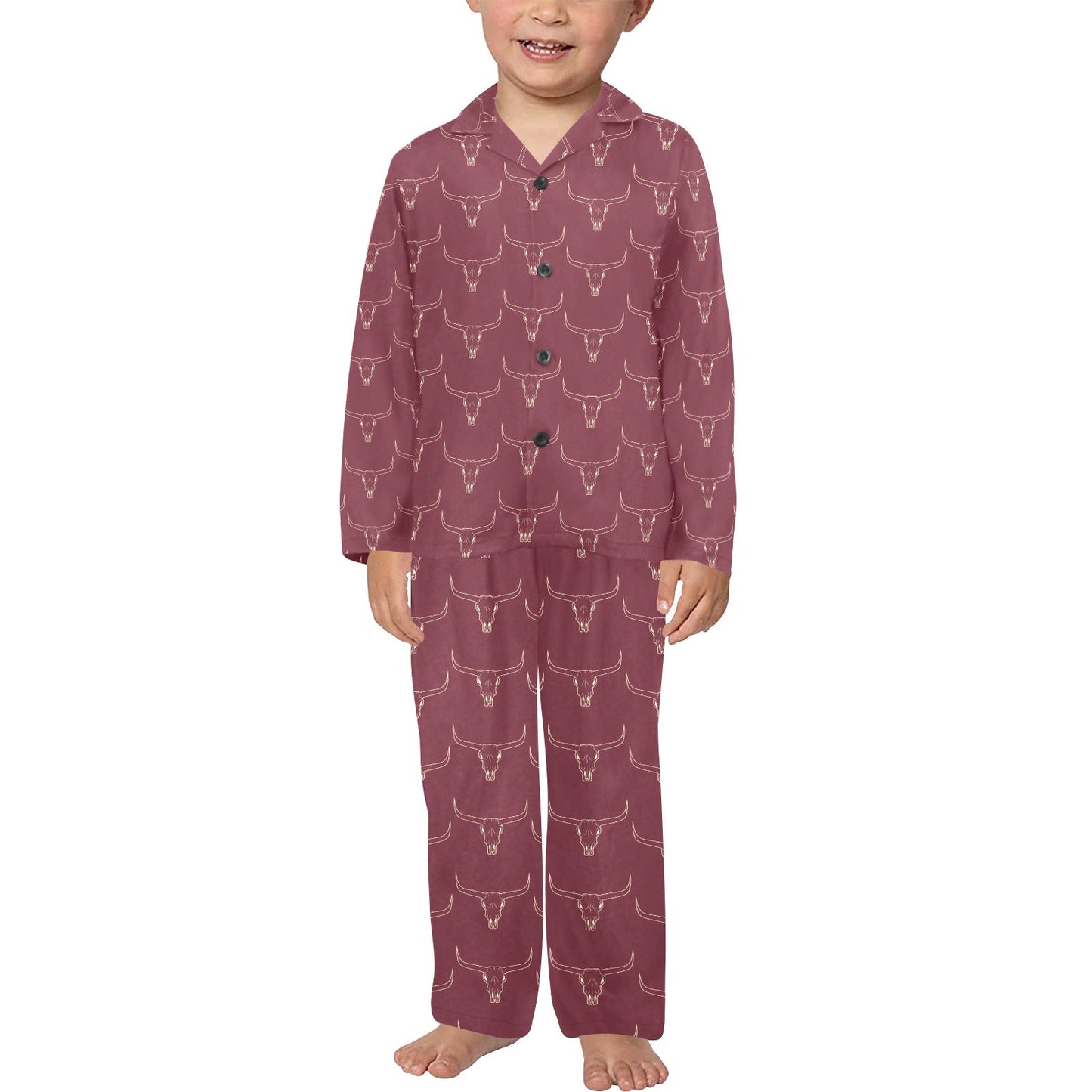 Burgandy Longhorn Boy's Western Pajama Set