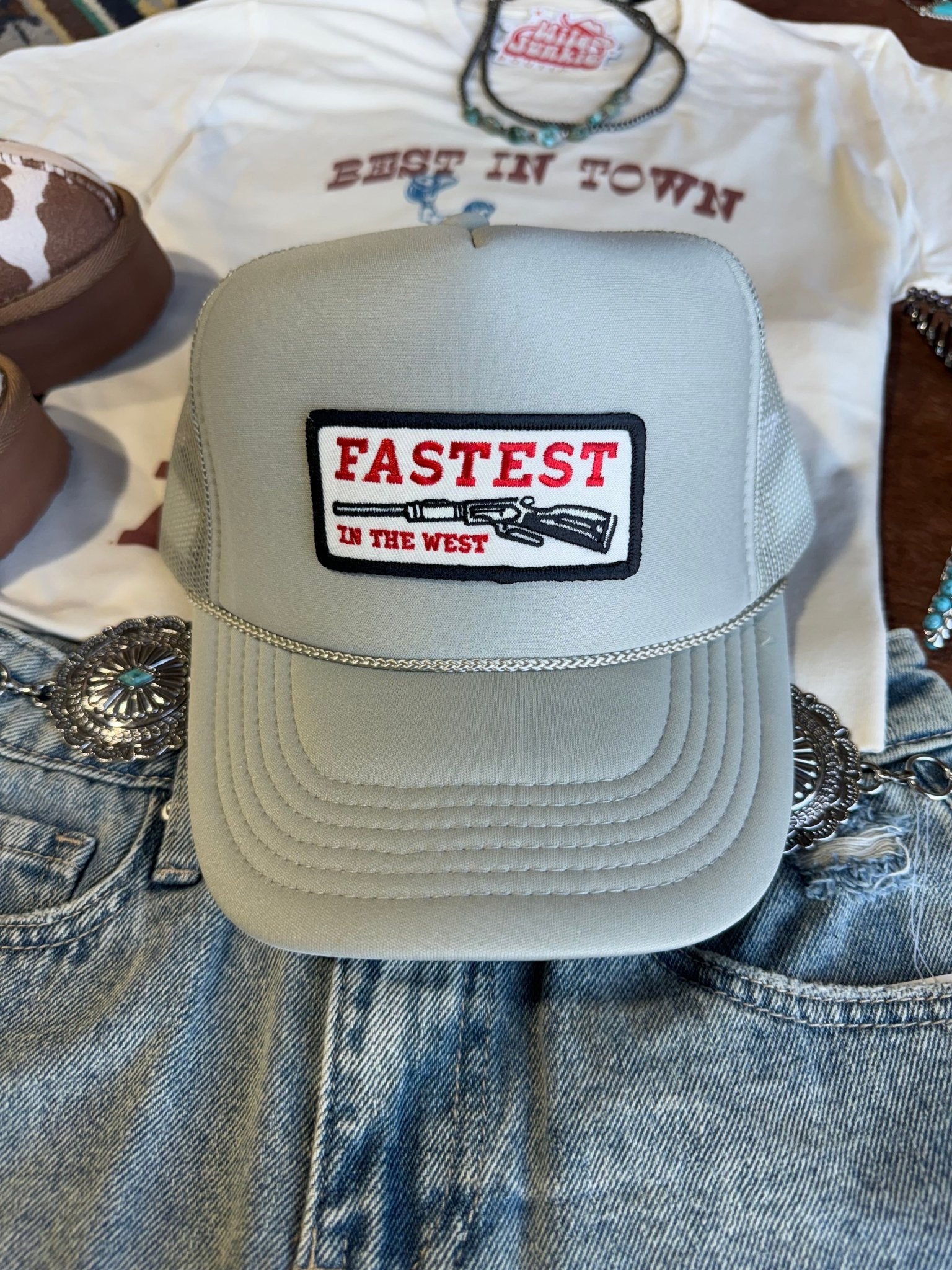 Fastest in the West Patch Trucker HatGrey