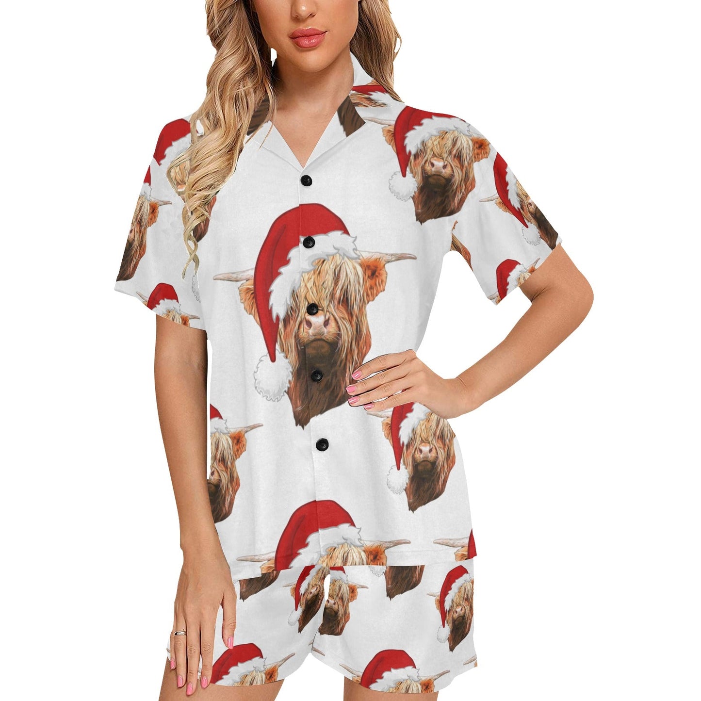 Highland Christmas Cow Women's Western Pajama Set