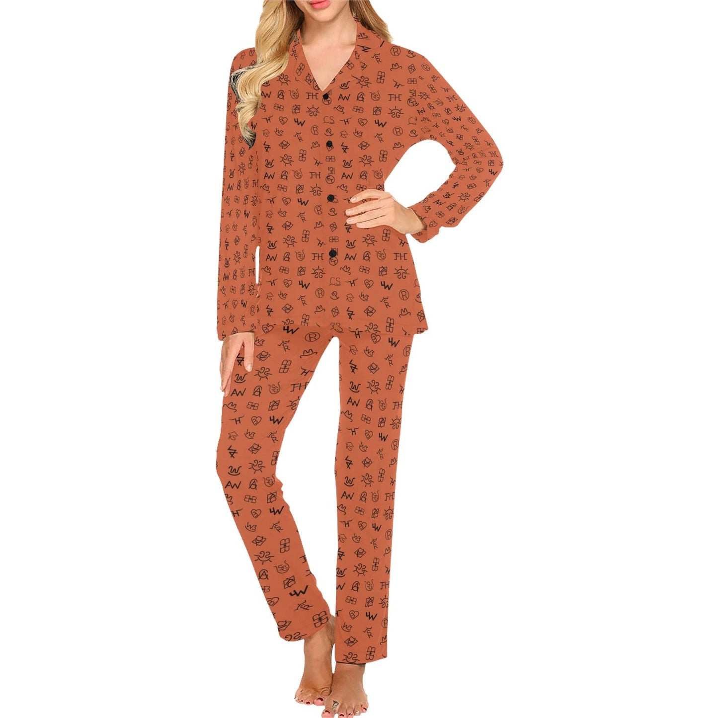 Mini Rust Cattle Brands Women's Western Pajama Set