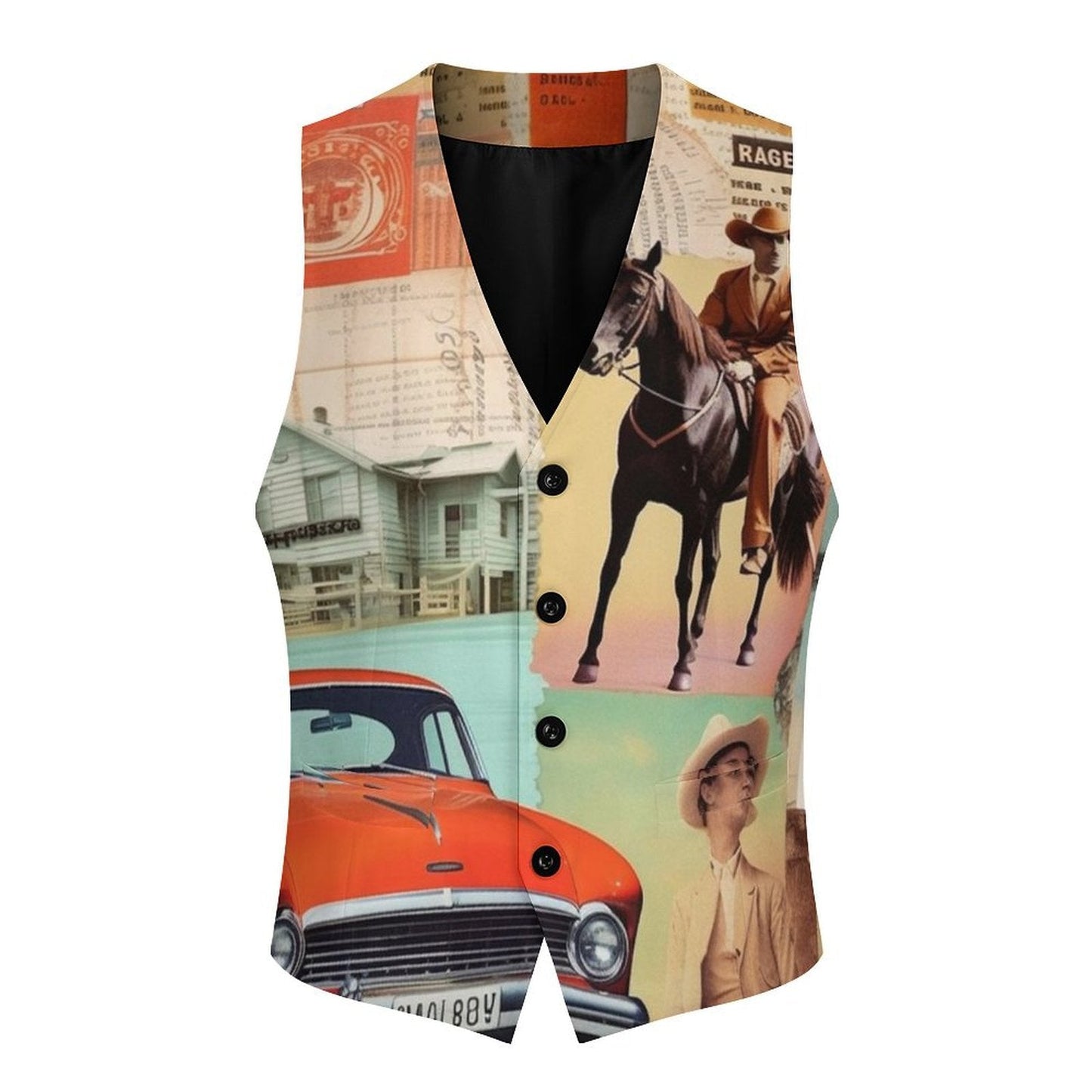 Vintage Western Collage Men's Vest